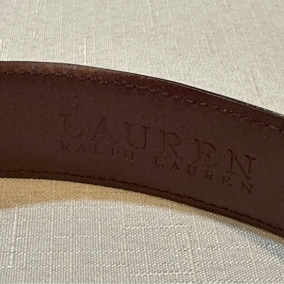 Lauren Ralph Lauren Brown Leather Belt Gold RLL Buckle Women’s Medium - Picture 10 of 16